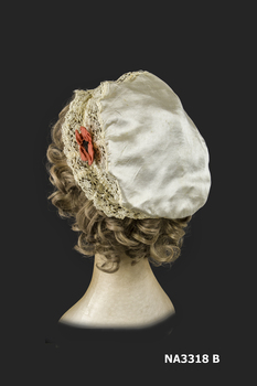 Cream silk cap - Back view.