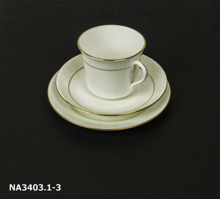 White china cup, saucer and plate set; 