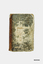 A handwritten lined book of recipes. Ledger sized book with green cover and red spine. 