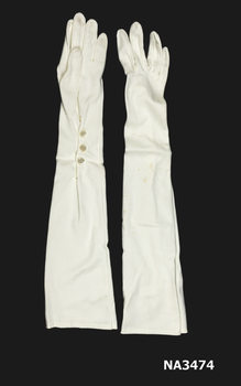 Cream satin nylon gloves