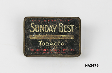 Small flat tin for choice Australian leaf tobacco