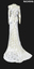 Cream damask 1938 satin dress. Long sleeves, cross over neckline to a diamond front panel. 