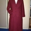 1980 Burgandy wool women's pleated skirt and three buttoned jacket. 