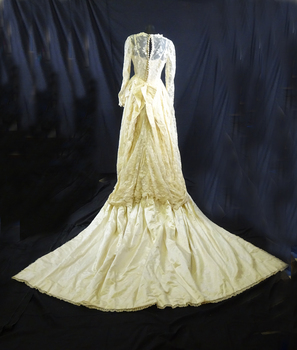 Used in 1950's for fourth wedding. Dress altered from the original dress made in 1886 (back view)