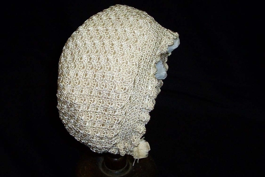 Cream silk crochet bonnet