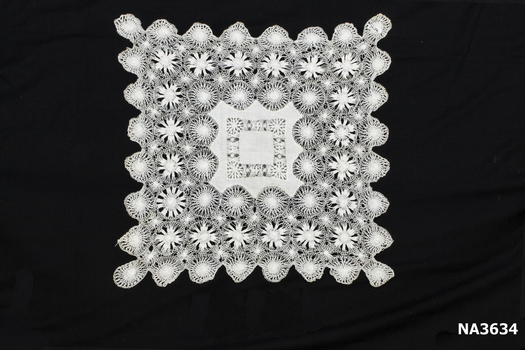 Tenneriffe Lace, square white cotton to form daisy like patterns