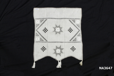 Cream linen antimacassar with mixed needlework 