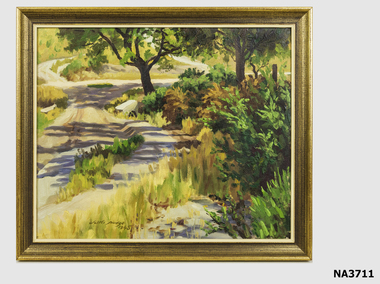 Oil painting of a creek.