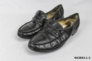 Black leather slip on shoes