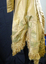 One piece old gold Paper Taffeta wedding gown, stand up collar, piped in green taffeta (side view detail)