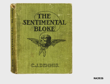 Faded green cloth cover - 'The Sentimental Bloke' by C.J.Dennis