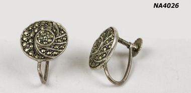 Pair of silver Marcasite   earrings.