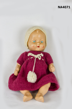 Celluloid doll - sleeping doll. Moulded in two sections. 