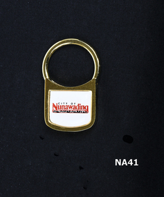 Gilt coloured key ring in shape of padlock. 