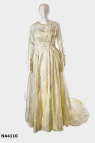 Cream embroidered Nylon wedding dress. 