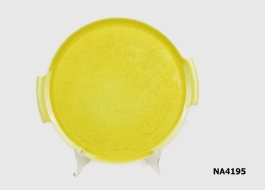 Mustard Yellow  China Platter with Two Shallow Curved Handles.