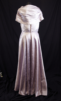Mauve Damask satin full length gown (back)