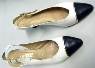 Navy and white sling back shoes. 