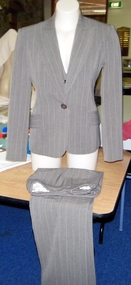 Three piece Grey - brown pin stripe pants suit.
