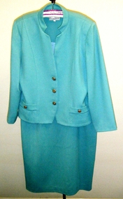 Two piece suit consisting of a skirt and jacket. 