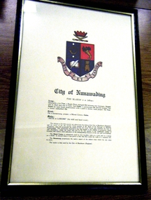 The Blazon. Motto is that used by the City of Blackburn