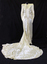 1945 Cream satin  wedding dress with a rouched bodice to a centre panel, high neckline and pointed collar