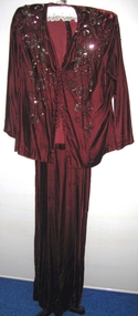 Evening dress, burgundy velvet, 1950s. 
