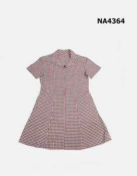 Maroon and white quarter-inch check princess line dress. 