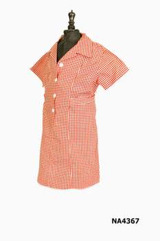 Red and white check Tetoron and cotton summer dress. 