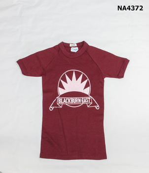 Maroon child's school tee shirt.