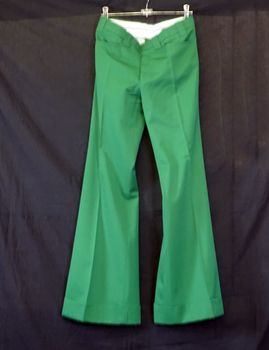 Trousers with wide belt carrier, zip fly, cuffs wide with 6cm turnback