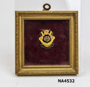 Framed Mitcham football club life membership badge.