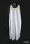 1966 white sleeveless batiste nightgown with salmon pink silk Rouleau ties on shoulders. (front)