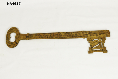 Large wooden plywood key made to celebrate the 21st birthday of Ronald Arthur Edwards in August 1935.