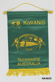 Green and Gold Kiwanis International Service Club Banner. 