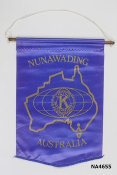 Purple and Gold Kiwanis International Service Club Banner.