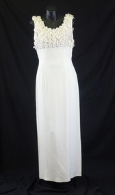 Cream Crepe bridesmaids dress Sleeveless which has a taffeta lining. (front)