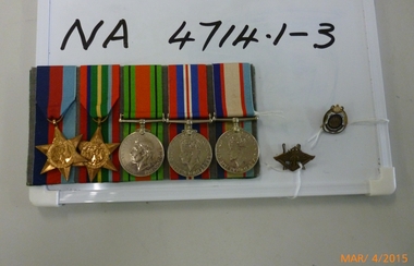  Board of five medals and ribbons, 