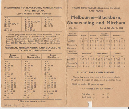 Folding Card Timetable 