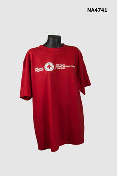 Red Tee Shirt size large with round neck and short sleeves.