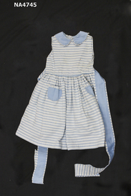 Blue and white striped sleeveless dress. 
