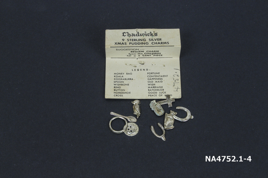 Six Sterling silver Christmas Pudding Charms.