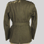 Khaki army woollen jacket with belt which has a metal buckle, rising sun badge on each lapel.