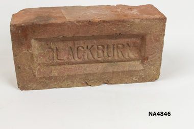 red clay brick. marked with 'Blackburn' 