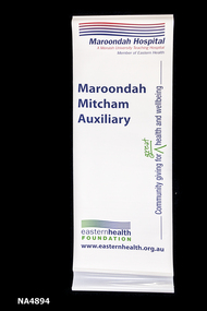 Maroondah Hospital Auxiliary Banner, stand alone portable aluminium edging top and bottom. 