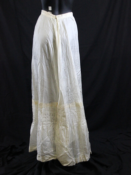 Full length cream silk skirt back.