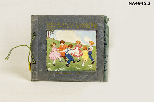 Two card board/paper books containing 2 vinyl records of children's songs, games and stories.