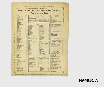  Title : Index to Weldon's Fancy Dress Costumes 