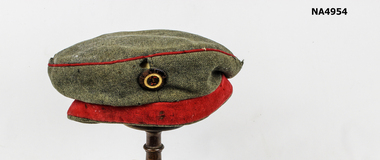 German Feldmutzen- Field Cap German Army WWI cloth Cap lower ranks Grey Wool with cotton lining red banded and red piping. 