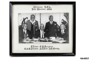 Photograph of Mitcham R S L Life Members in 1964.